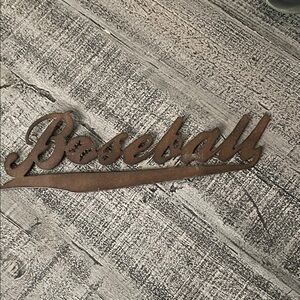 Rustic Metal Baseball Sign, 11”x3”